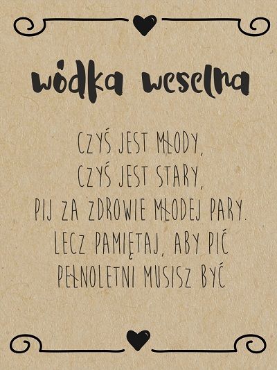 Etykieta na wódkę weselną