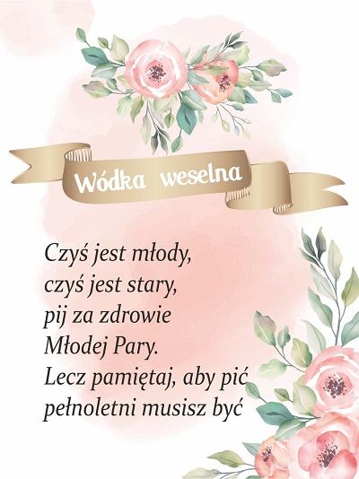 Etykieta na wódkę weselną